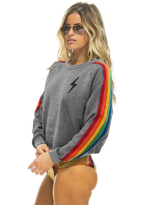 Aviator Nation Bolt Classic Cropped Crew Neck Sweatshirt in Heather Rainbow