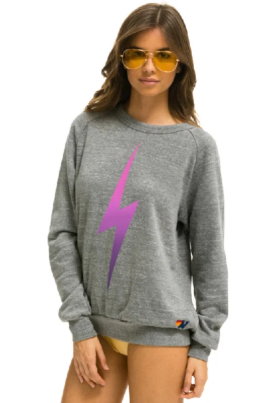 Aviator Nation Bolt Fade Crew Sweatshirt in Heather Grey / Pink Purple