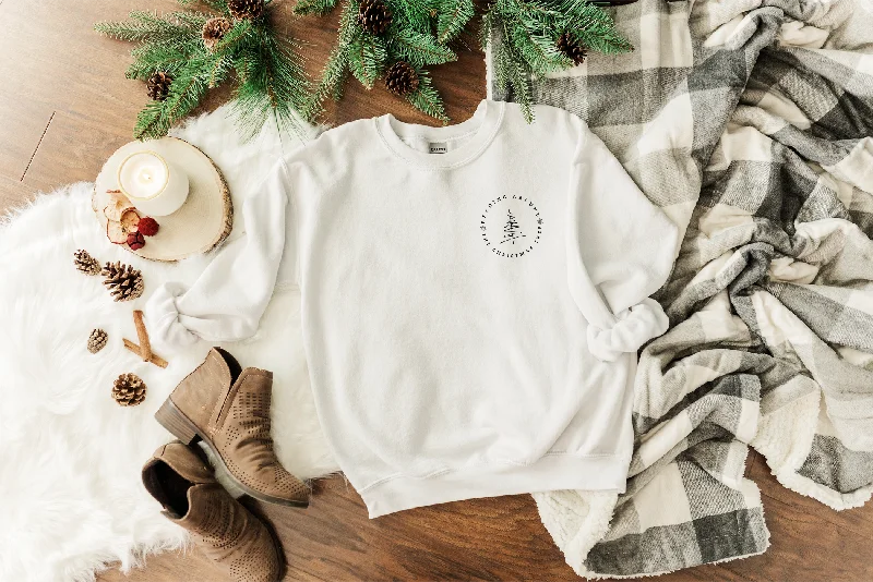 reading around the christmas tree sweatshirt