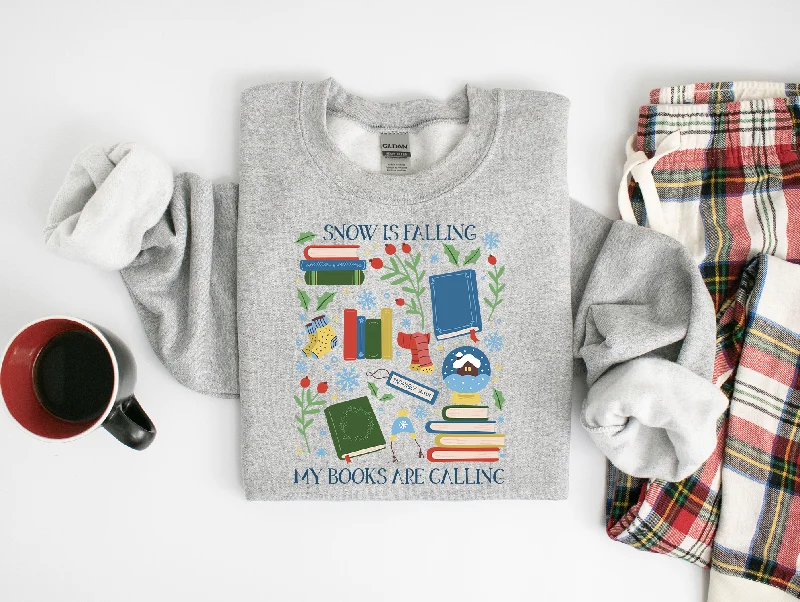 snow is falling (in blue) sweatshirt