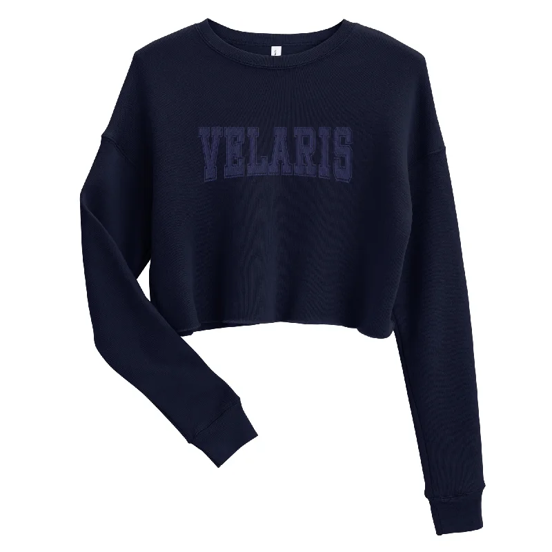 velaris varsity embroidered crop sweatshirt (navy)