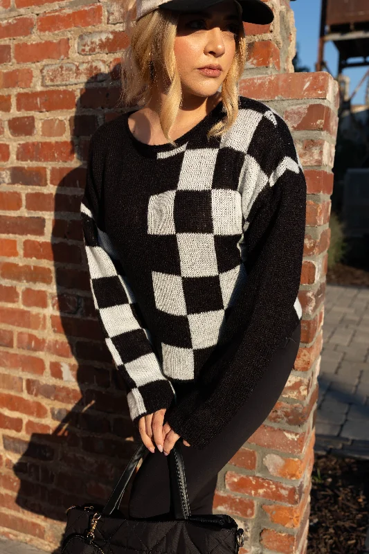 Checkered Charm Sweater