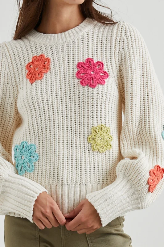 ROMY SWEATER - IVORY MULTI DAISIES