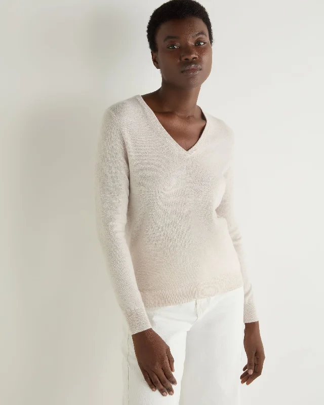 Women's Phoebe V Neck Cashmere Sweater Frost White