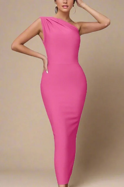 Ally Bodycon Midi Dress - Hot Pink