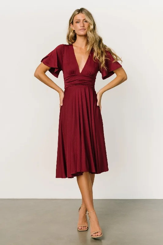 Janette Midi Dress | Wine