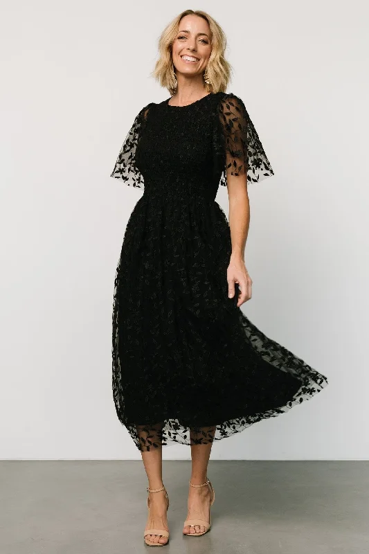 Kendra Embroidered Dress | Black