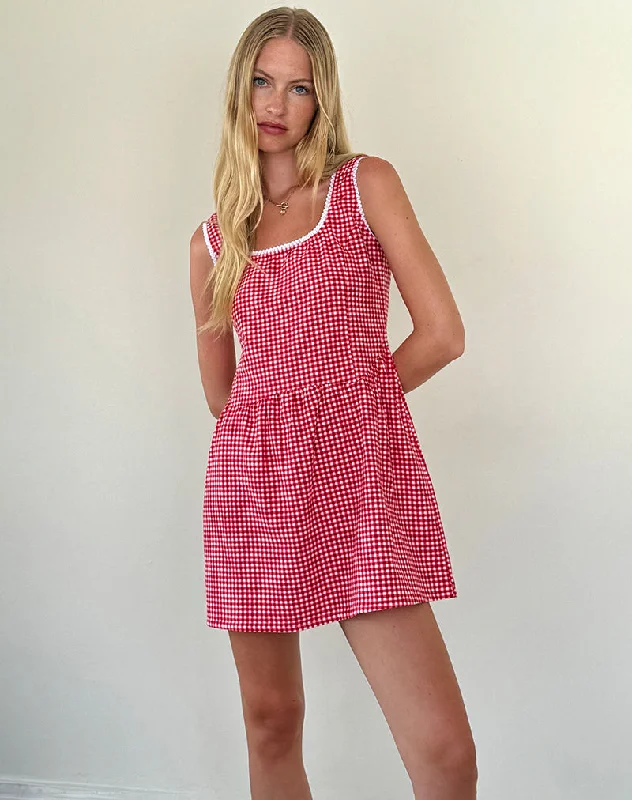 Leshi Mini Dress in Red Gingham