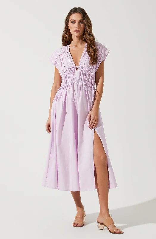 Lorrie Sleeveless Ruched Midi Dress