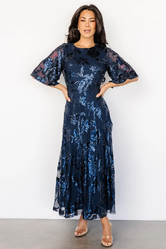 Lucy Sequin Dress | Navy