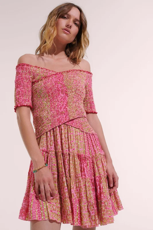 Mini Dress Soledad - Pink Verti Batik