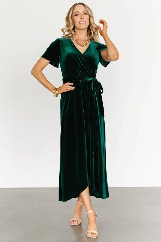 Nadine Velvet Midi Dress | Green