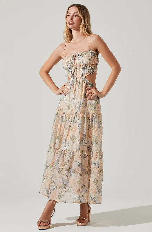 Odina Floral Smocked Tiered Midi Dress