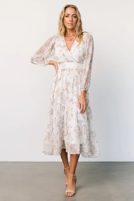 Raven Midi Dress | Off White Floral