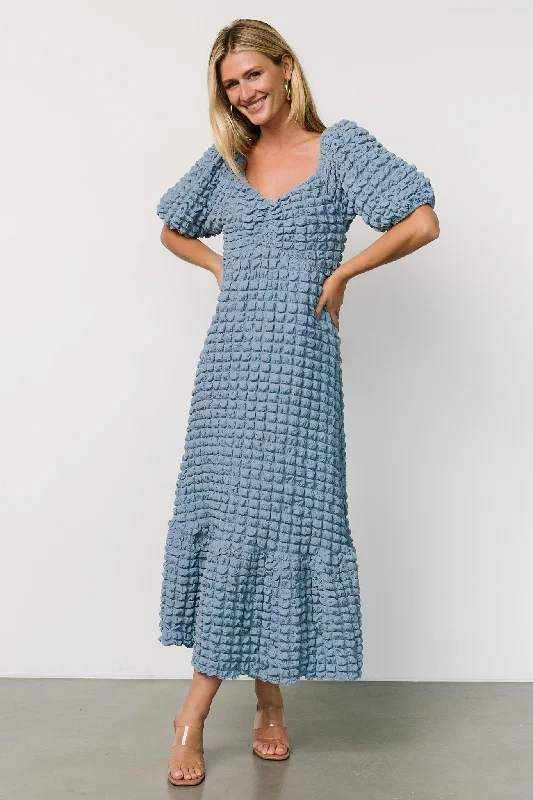 Therese Textured Dress | Denim Blue