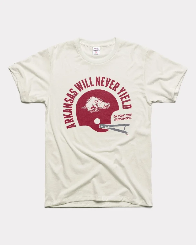 Arkansas Will Never Yield! Football White T-Shirt