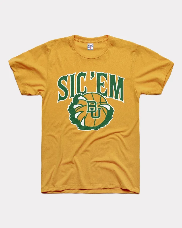 Baylor Bears Sic 'Em Basketball Gold T-Shirt