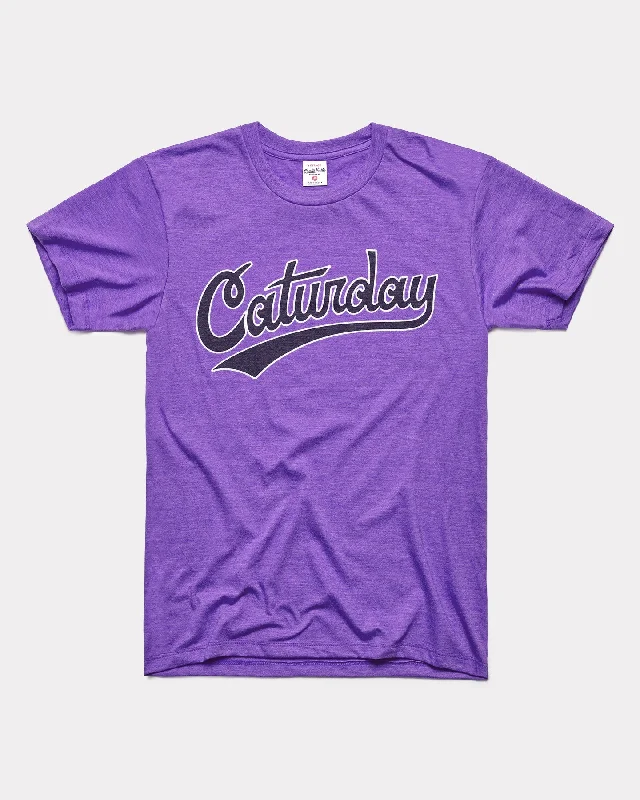 Caturdays Script Purple T-Shirt