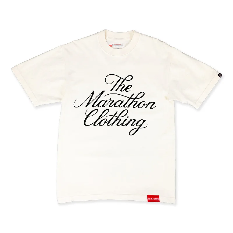 Marathon Stacked Script T-Shirt - Bone/Black