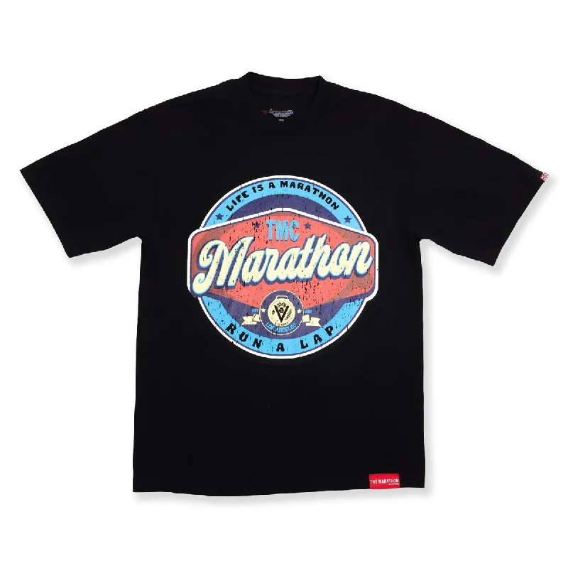 Vintage Run A Lap Marathon T-Shirt - Black