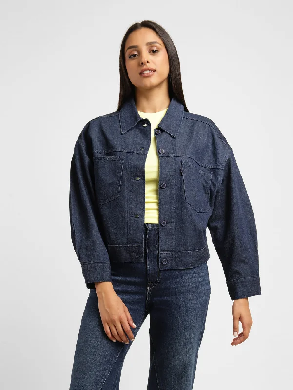 Levi's x Deepika Padukone Solid Navy Shirt Collar Denim Jacket