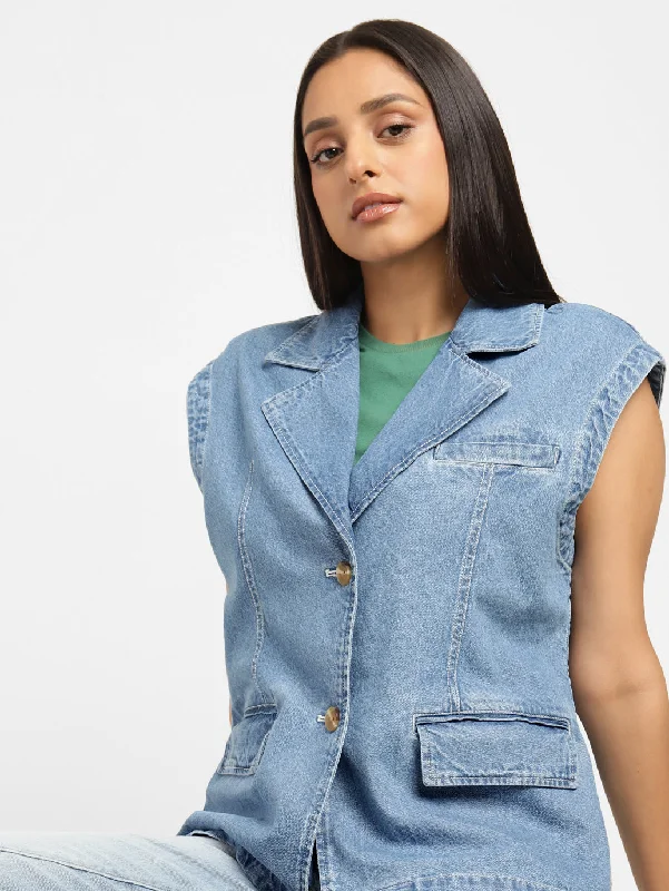 Levi's x Deepika Padukone Solid Notched Lapel Denim Jacket