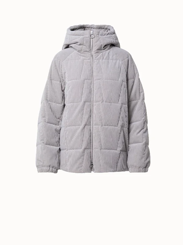 Cotton Cashmere Corduroy Quilted Trapezoid Jacket