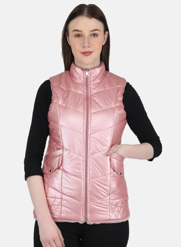 Women Pink Solid Jacket