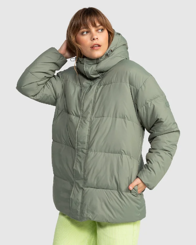 Womens Ocean Dreams Sherpa Hooded Puffer Jacket