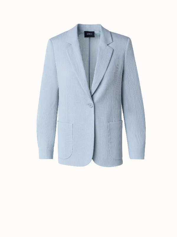 Structured Cotton Silk Double-Face Blazer