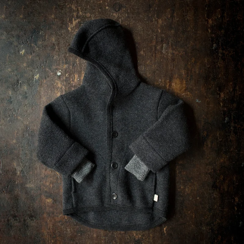 Baby & Kids Boiled Merino Wool Jacket - Anthracite