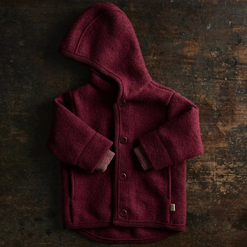 Baby & Kids Boiled Merino Wool Jacket - Cassis