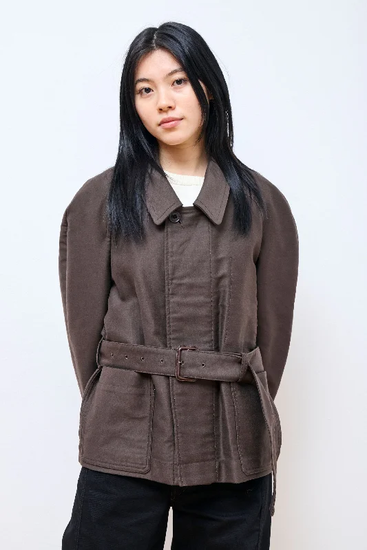 Belted Two Pocket Jacket Dark Brown